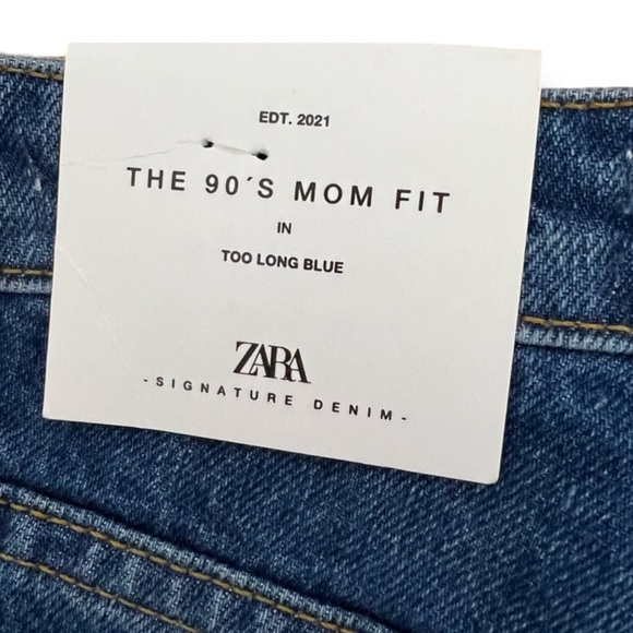 ZARA 90’s High Waist Slim Mom Fit Jeans in Too Long Blue Size 2 - Picture 8 of 10